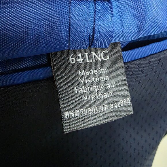 GS 64L Navy Sport Coat Blazer Jacket Solid 2-Button Polyester Y501 - Picture 9 of 10